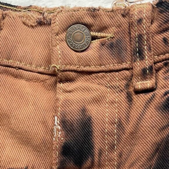 Levis 501 Shorts Womens Zipper Fly Tie Dye High Rise Denim Brown Black Sz 28 - Picture 8 of 12